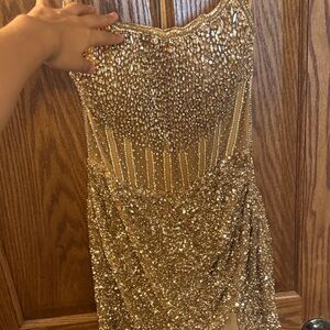 Dazzling Gold Sequin Prom Dress